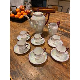Service À Café Vintage En Porcelaine Nacré De Marque Karlsbad