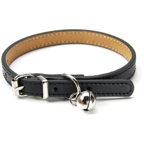 Collier En Cuir Pour Chats Et Chiots, R¿¿Glable 20cm-27cm Cm-Noir