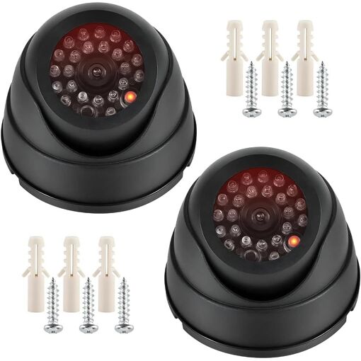 2Pcs Camera Factice, Caméra de Surveillance Factice avec LED Infrar...