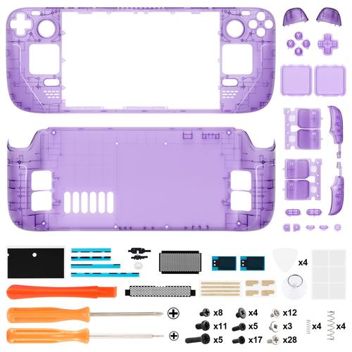 Purple Atomique Clair - Coque De Remplacement Pour Écran Lcd Steam Deck, Ensemble De Boîtiers Transparents, Coque De Plaque Arrière En Édition Claire Avec Bouton