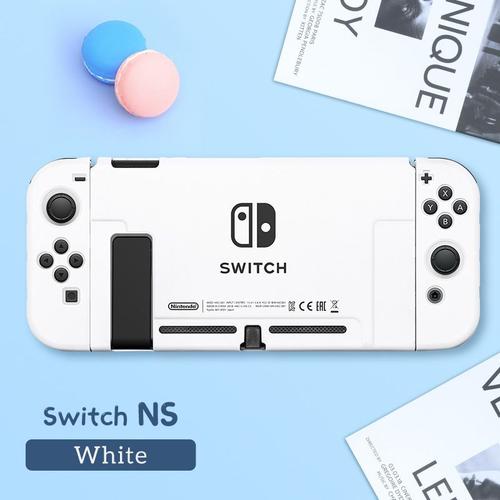 Ns Blanc - Coque Rigide De Protection Complète Dockable Pour Nintendo Switch, Coque À Rabat Pour Console De Jeu Oled, Accessoires Skin Ns