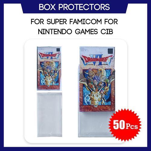 50 Pcs - Étui De Protection De Boîte Transparent, Housse Personnalisée En Plastique, Protecteur Pour Jeu Japonais De Super Nintendo, Cib Complet