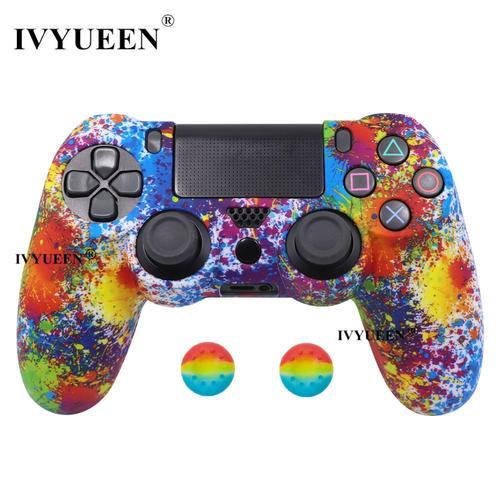 Splash D'art - Ivy Queen 2 In 1 Silicone Rubber Camo Protective Skin Case + Thumb Sticks Grips Cap Cover For Sony Dualshock 4 Ps4 Controller