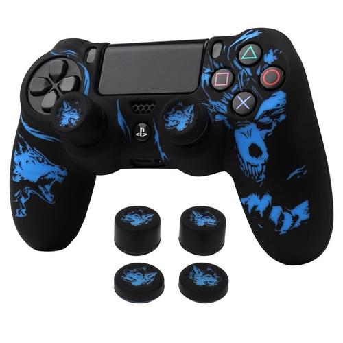 Bleu - Juste De Commande En Silicone Souple Pour Manette Playstation 4, Mise En Place Au Laser, Peau De Manette De Jeu Ps4 Avec Capuchons De Poignée De Manette