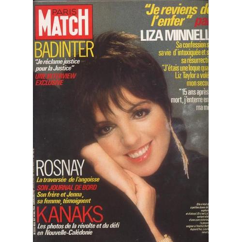 Paris Match / 14-12-1984  N° 1855 : Liza Minnelli (4p) - Lova Moor / Alain Bernardin (2p) - Maruschka Detmers (4p) - Yves Mourousi (4p)