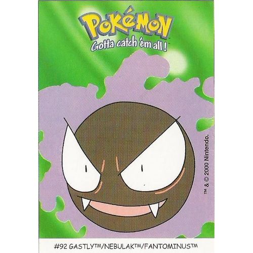 Fantominus (N°92) Carte Pokémon Dunkin "Boomer" (Stickers)