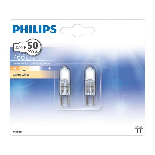 Lot De 2 Philips Halogen - Lampe (35 W, Gy6.35, Capsule, B, 2000 H, 500 Lm) 8718696827970