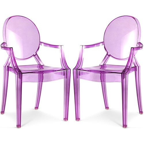 Chaise De Salle À Manger Transparente - Design Avec Accoudoirs - Louis King Violet Transparent