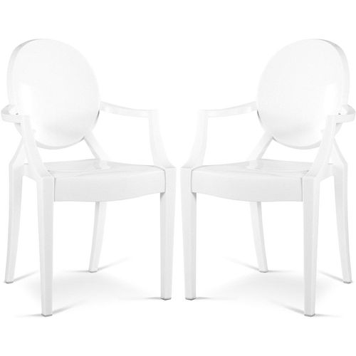 Chaise De Salle À Manger Transparente - Design Avec Accoudoirs - Louis King Blanc