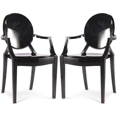 Chaise De Salle À Manger Transparente - Design Avec Accoudoirs - Louis King Noir