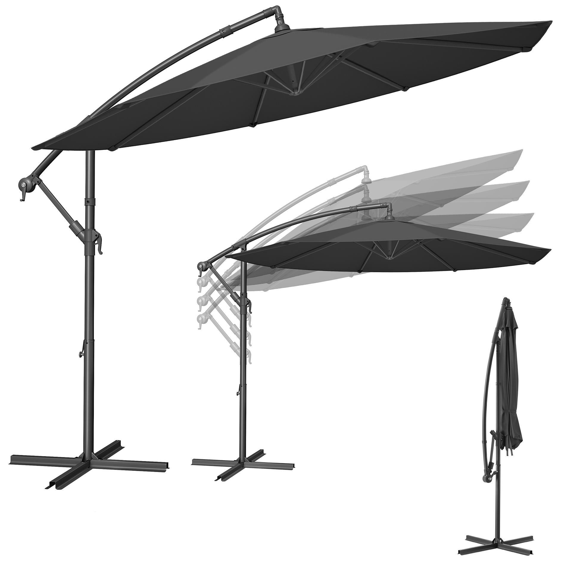 SONGMICS Parasol D&eacute;port&eacute; de 300 cm de Diam&egrave;tre, avec Socle