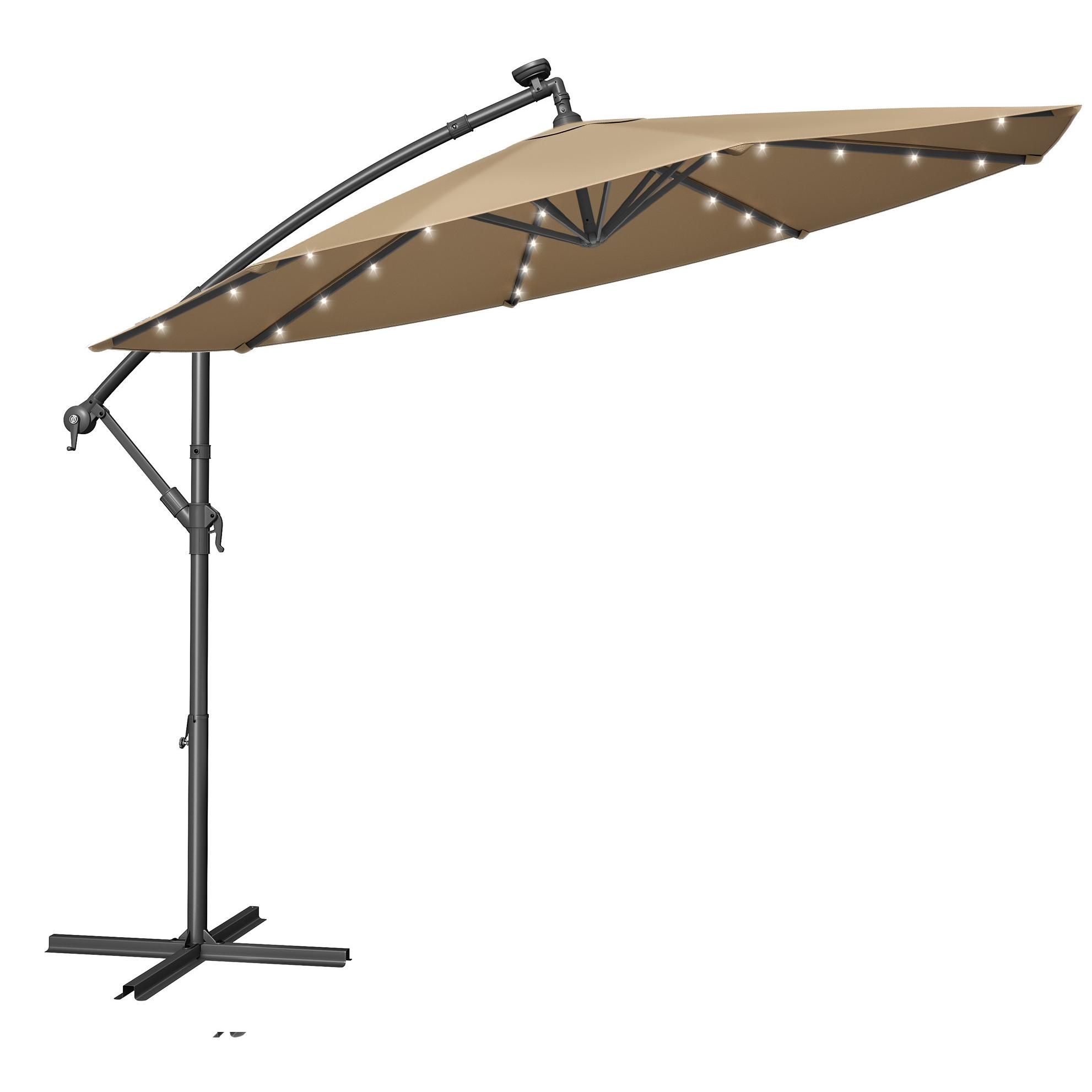 SONGMICS Parasol de Jardin Ext&eacute;rieur D&eacute;port&eacute; avec LED &agrave; &Eacute;nergie