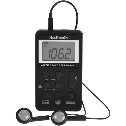 FM Radio Num¿¿rique, Mini AM/FM 2 Bandes St¿¿r¿¿o Radio de Poche avec ¿¿cran LCD et ¿¿couteurs Batterie Rechargeable Mini DSP R¿¿cepteur Num¿¿rique pour Voyage.