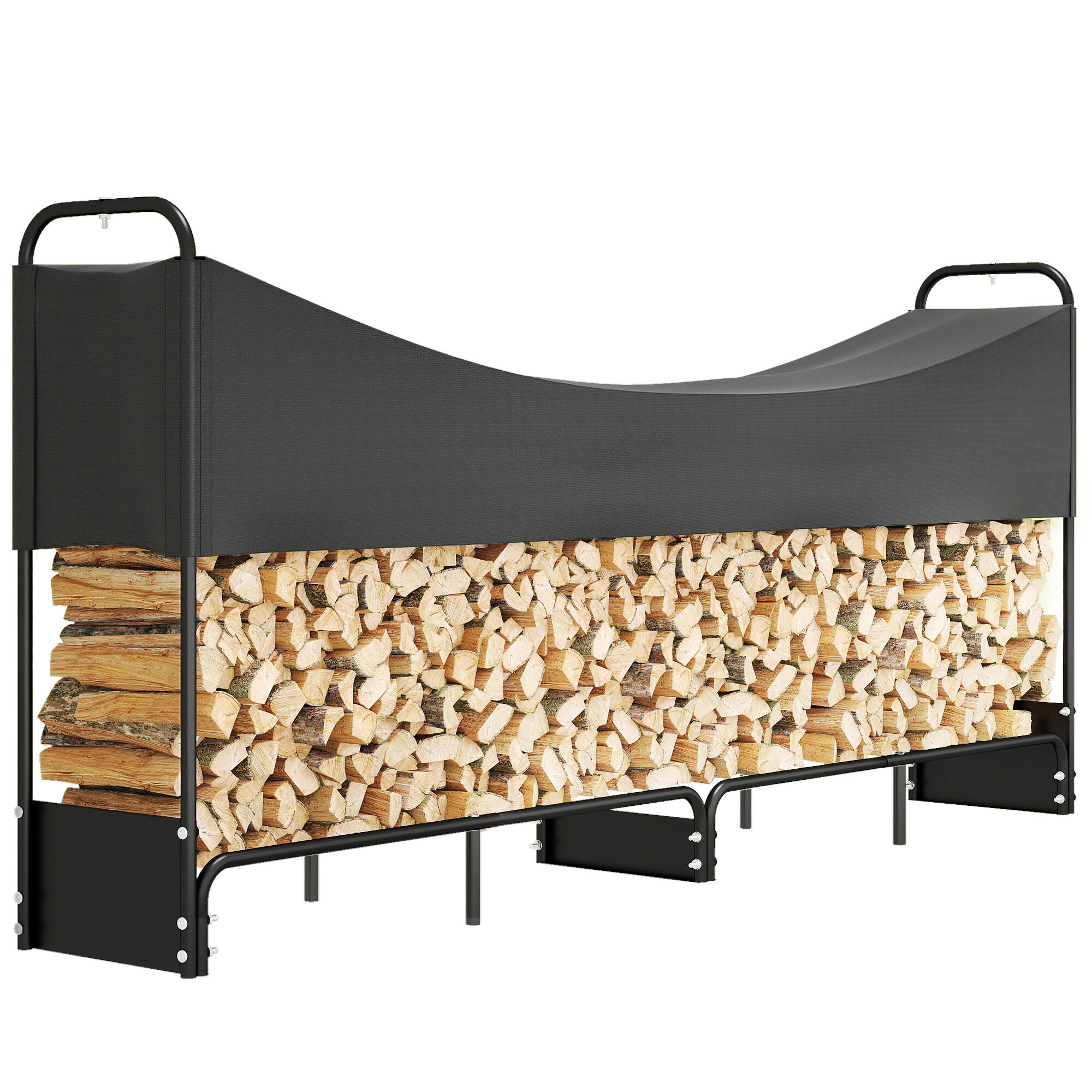 Range bûches extérieur 260 x 38 x 118 cm - abri bûches avec housse ...