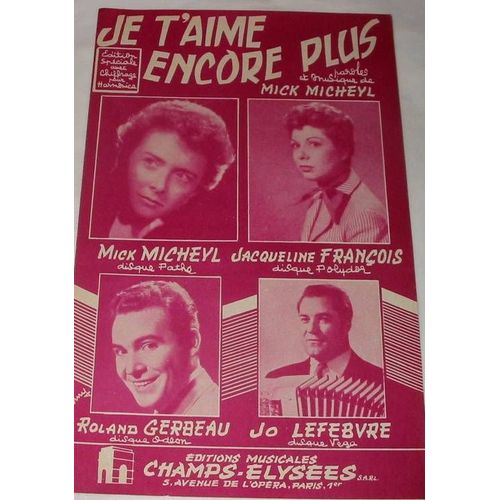 Je T'aime Encore Plus (Partition Avec Chiffrage Pour Harmonica) 1955