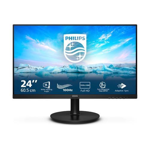 Philips V-line 241V8LAB - Écran LED - 24" (23.8" visualisable) - 1920 x 1080 Full HD (1080p) @ 100 Hz - VA - 250 cd/m² - 4000:1 - 4 ms - HDMI, VGA - haut-parleurs - noir texturé