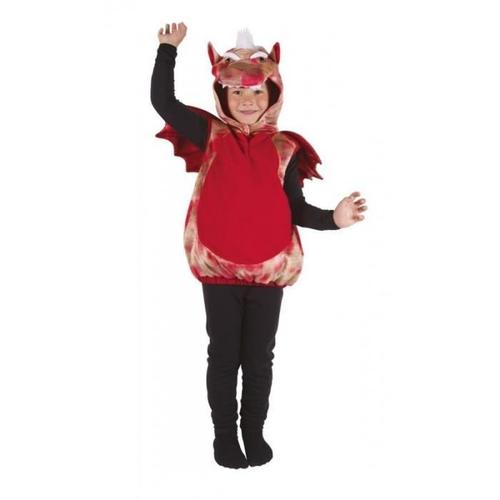 Déguisement Dragon Enfant - Ptitclown - Rouge - Combinaison À Capuche Avec Ailes À L'arrière