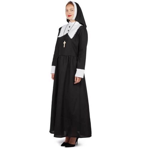 Costume Religieuse Bonne Soeur Femme Noir Et Blanc - Ptit Clown - Taille S-M