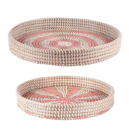 Set De 2 Plateaux Jonc Mer Rose