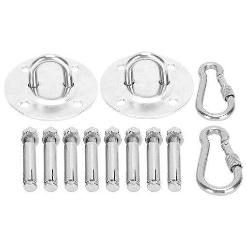 Kit Fixation Hamac Inox - Plaque Plafond avec Mousqueton