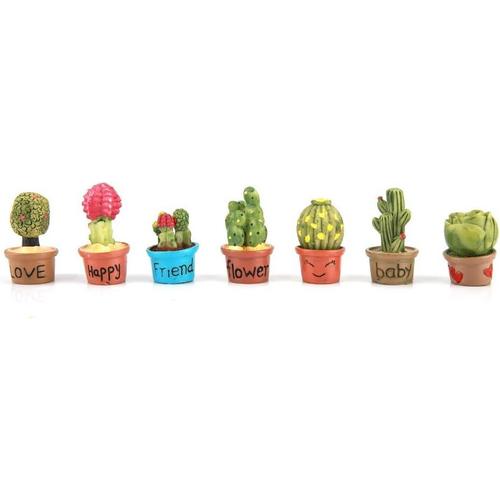7 Pcs Petite Poup¿¿E En Pot De Dessin Anim¿¿, Cactus Miniature Plantes Succulentes D¿¿Coration Mini Plante Mod¿¿Le D¿¿Cor