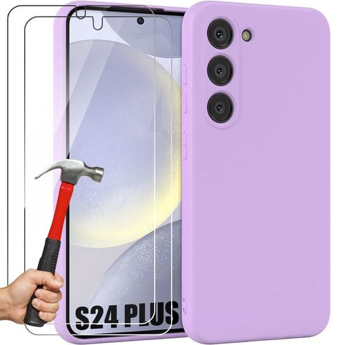 Coque Pour Samsung Galaxy S24 Plus (S24+) Silicone Liquide Violet + 2 Verres Trempés Protection D'écran - E.F.Connection