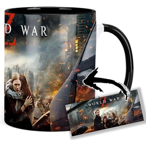 World War Z Brad Pitt Mireille Enos Taza Ceramica Interior Et Asa Negra