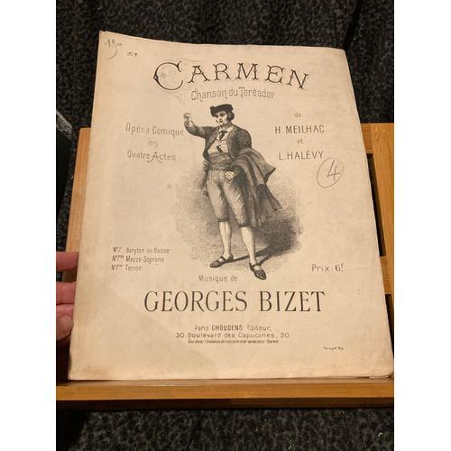 Georges Bizet Carmen Chanson Du Toréador Partition Baryton Basse Piano Ed. Choudens