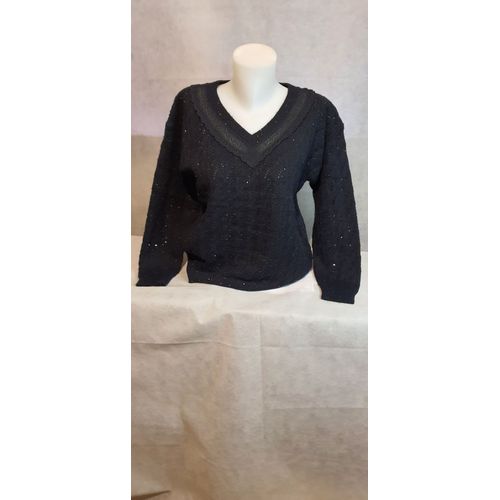 Pull Col V Sequin Noir Femme Ki&love Paris Taille Unique