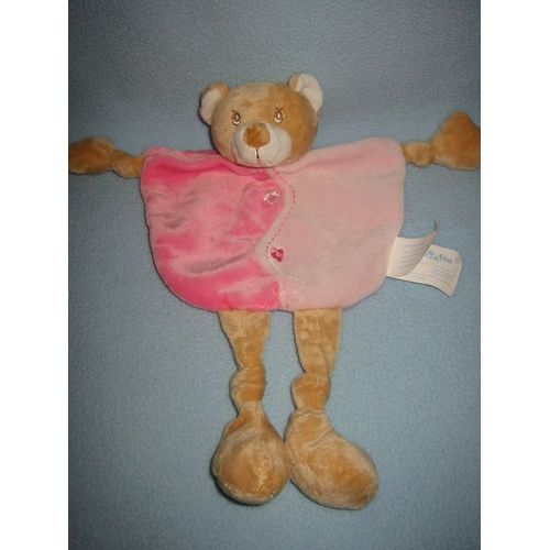 Doudou Ours Kimbaloo - Plat Rose Avec Jambes - 28 Cm