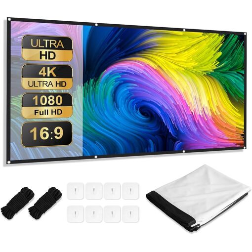 KALANKA-Écran de Projection 84 Pouces, Ecran Videoprojecteur 4K HD ...