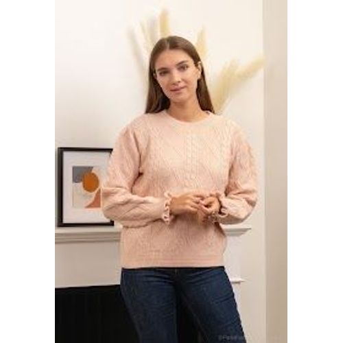 Pull Col Rond Montant Torsade Rose Femme Ki&love Paris Taille Unique