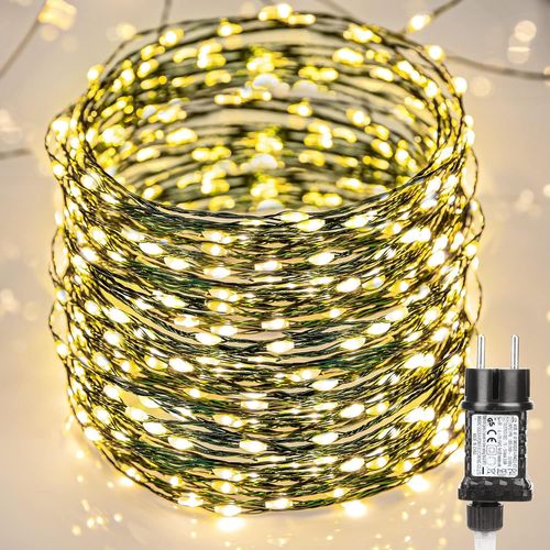 Guirlande Lumineuse Noël Extérieur, 20M 400 Led Lumière Fil De Cuivre Intérieur Blanc Chaud 8 Modes Étanche Guirlandes Sapin De Noel Led Décoration Pour Arbre Mariage Fête Maison Jardin Pati[Z303]