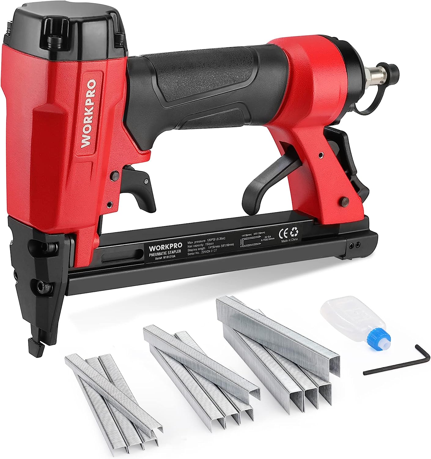 Agrafeuse Pneumatique avec 1884 Agrafes WORKPRO, Cloueuse Pneumatiq...