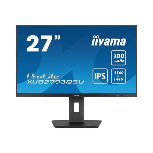 iiyama ProLite XUB2793QSU-B6 - Écran LED - 27" - 2560 x 1440 QHD @ 100 Hz - IPS - 250 cd/m² - 1300:1 - 1 ms - HDMI, DisplayPort - haut-parleurs - noir, mat