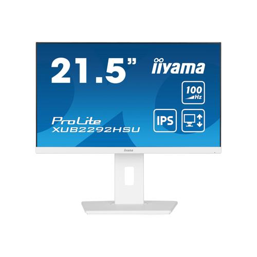 iiyama ProLite XUB2292HSU-W6 - Écran LED - 22" (21.5" visualisable) - 1920 x 1080 Full HD (1080p) @ 100 Hz - IPS - 250 cd/m² - 1000:1 - 0.4 ms - HDMI, DisplayPort - haut-parleurs - blanc, mat