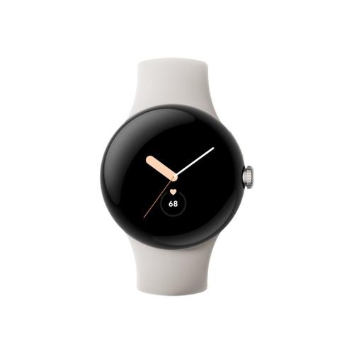 Google Pixel - Argent Poli - Montre Intelligente Avec Bracelet Active - Fluoroélastomère - Craie - Taille Du Bracelet : L - 32 Go - Wi-Fi, Nfc, Bluetooth - 36 G