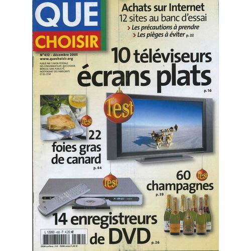 Que Choisir  N° 432 : 10 Téléviseurs Écrans Plats