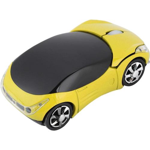 Souris sans Fil pour Enfants, Souris sans Fil 2.4G en Forme de Voiture, Souris Optique 1600DPI avec r¿¿cepteur USB pour Bureau de Jeu Enfants Filles Petites Mains Cadeau(Jaune)