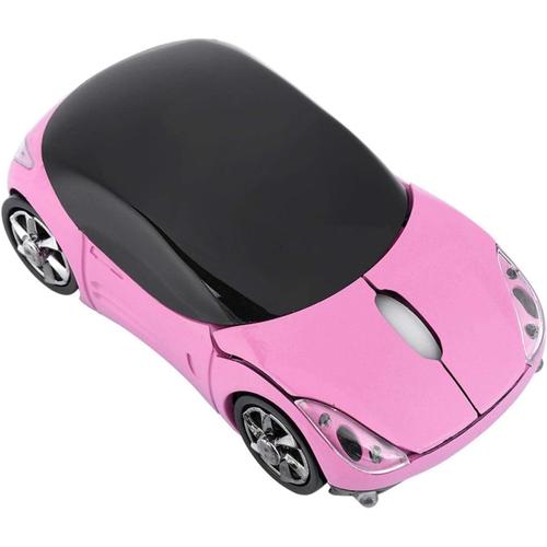 Souris sans Fil pour Enfants, Souris sans Fil 2.4G en Forme de Voiture, Souris Optique 1600DPI avec r¿¿cepteur USB pour Bureau de Jeu Enfants Filles Petites Mains Cadeau(Rose)