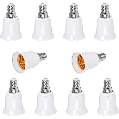 Douille Adaptateur E14 Vers E27, 8 Pcs Adaptateur De Base De Lampe Convertisseur, Pour Ampoules Led Et Ampoules ¿¿ Incandescence Et Ampoules Fluocompactes