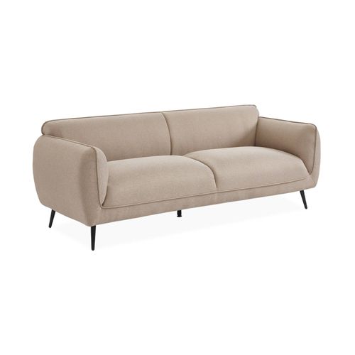 Canapé 3 Places Tissu Beige Et Pieds Métal Noir