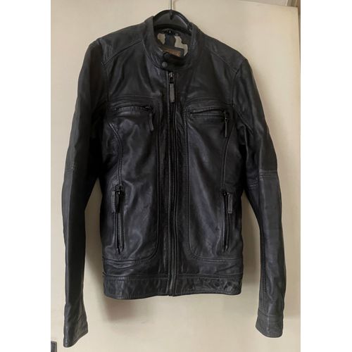 Blouson Cuir Neuf Oakwood Noir Medium - Style Motard Tendance - Col Mao