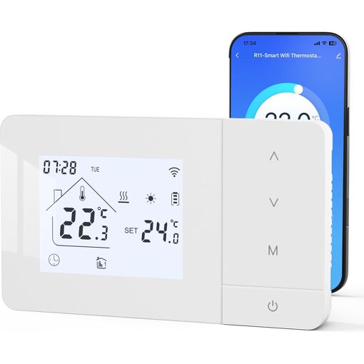 JEXNOVASHOP-Beok Thermostat Chaudiere gaz à Pile,Thermostat WiFi Mu...