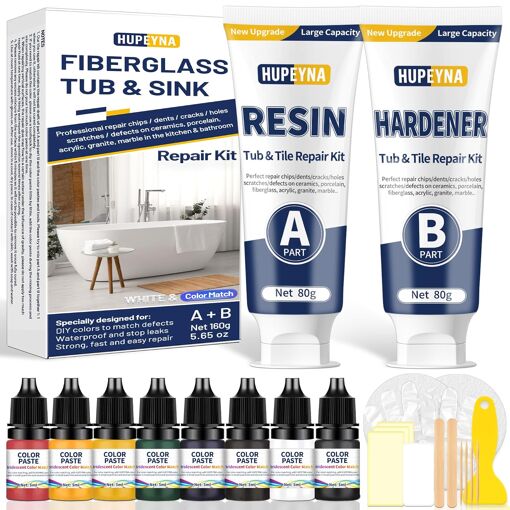 JEXNOVASHOP-Kit Reparation Baignoire Blanc, Kit Réparation Carrelag...