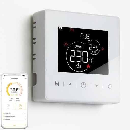 JEXNOVASHOP-Thermostat Connecté WiFi,Thermostat Chaudiere Gaz a Pil...