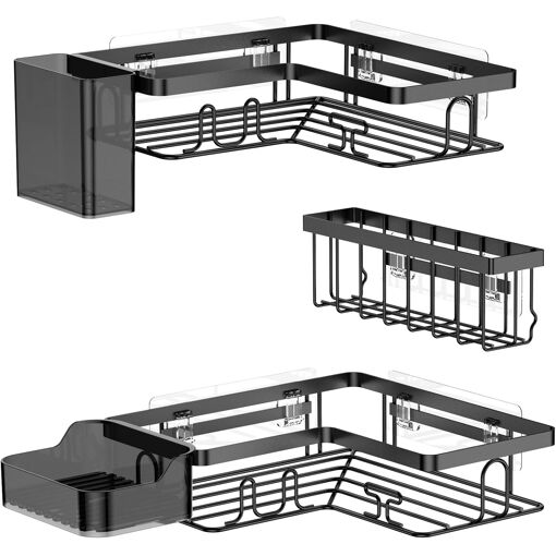 Jexnovashop-Tagère Douche Sans Perçage, 5 Pièces Étagère Rangement ...