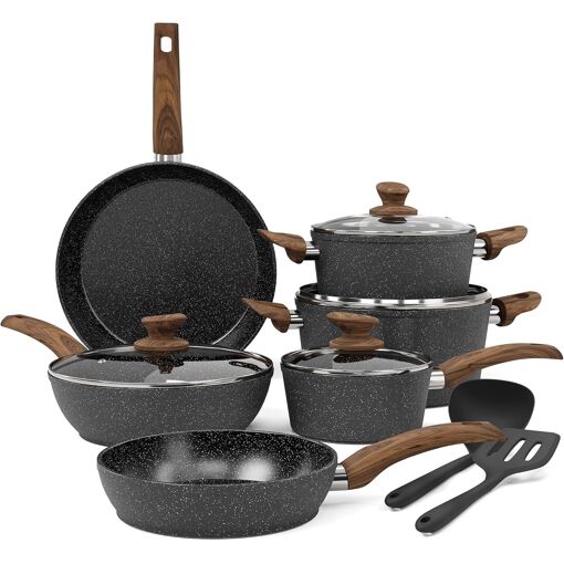 Jexnovashop-Lot Poele Et Casserole Induction, Set Poele Et Casserol...