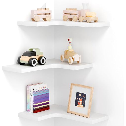 Jexnovashop-Lot De 3 Etagere Murale Étagère D¿ Angle En Bois Étagèr...