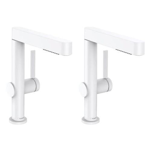 Hansgrohe - Lot de 2 mitigeurs lavabo avec douchette HANSGROHE Finoris 2302 jets + bonde Push-Open Noir mat - Blanc